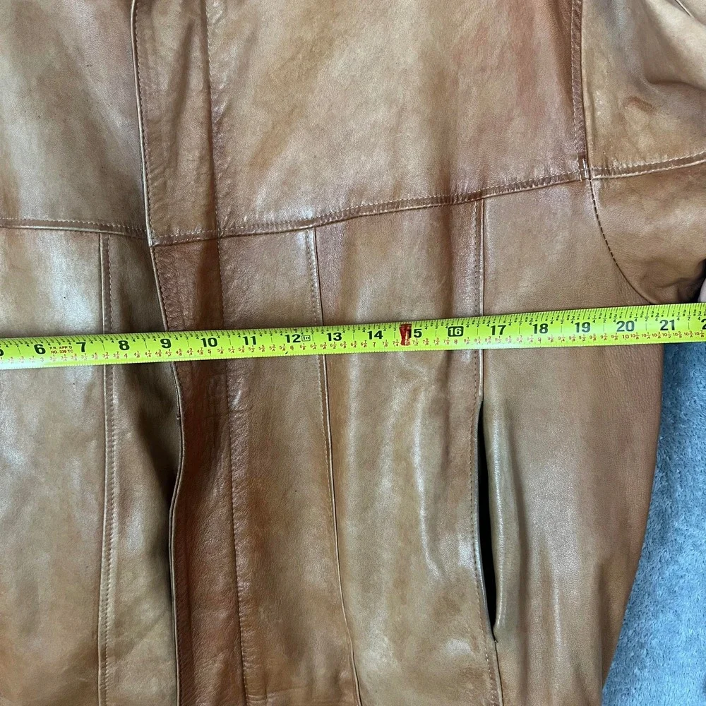 Vintage Vera Pelle Leather Bomber Jacket Mens‎ 52 Made In Italy Viscose Wool